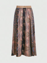 ROMWE Goth Floral Print Knot Skirt